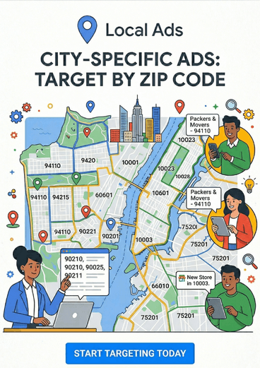 1. Google Ads with Zip Code Targeting by City